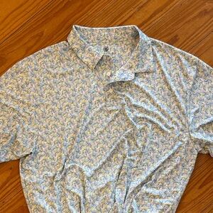 Southern Proper Men's Shirt with Blue and Yellow Floral Pattern